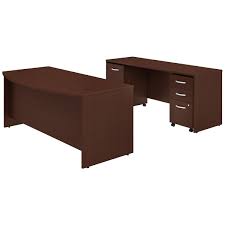 5 out of 5 stars. Bush Business Furniturebush Business Furniture Studio C Bow Front Desk And Credenza With Mobile File Cabinets 72 W X 36 D Harvest Cherry Standard Delivery Dailymail