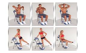 Amazon Com Chair Gym Total Body Workout Equipment All In One Personal Home Exercise Trainer With 3 Level Workout Bands Eat Fit Nutrition Guide And Instructional Exercises Dvds As Seen On Tv