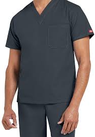 Dickies Medical Mens Eds Signature Pewter One Pocket Top Sz
