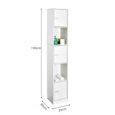 Uk delivery from £ 4.95. Bathroom Cabinet Shelf 3 Doors Tallboy Cupboard Tall Storage Unit White 180 Cm 711639638488 Ebay