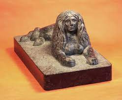 Sphinx Aus Schwarzem Stein Sphinx Lowe Skulptur Bildhauer Schwarzer Stein