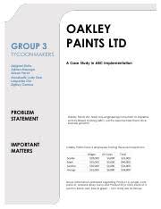 ABC Implementation Case Study: Oakley Paints Ltd. Cost Analysis