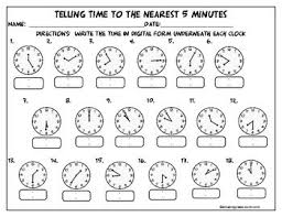 Telling Time To The Nearest Five Minutes Time Worksheets Telling Time Practice Telling Time Worksheets