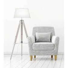 The shinto tripod floor lamp from robert abbey features a wrought iron finish over steel base. Trio Tripod Floor Lamp White Wood