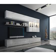 Top moderne wohnwand in hochglanz weiss anbauwand schrankwand highboard vitrine ebay. Wohnwand Orion Weiss Hochglanz Beton Optik Allhouse24 De Mobel Online Bestellen