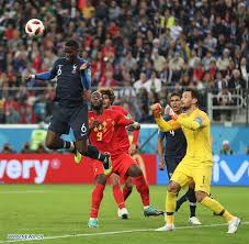 France 1 Belgium 0 In 2018 In St Petersburg Paul Pogba Heads Clear For France In The World Cup Semi Final Pogba