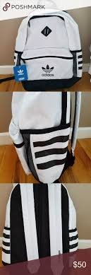 Black And White Adidas Backpack Adidas Originals Backpack Adidas Base Backpack Black White Adjustable Straps 2 Side Pockets Nice Size For Back To Original Backpack Backpacks Black Backpack