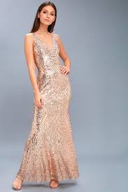 Canterbury Rose Gold Sequin Maxi Dress Gold Sequin Bridesmaid Dress Sparkly Dress Gold Bodycon Dresses