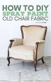 Spray Painted Fabric Chair Rescued From The Trash A Step By Step Diy Tutorial For Spray Painting Old C In 2020 Painting Fabric Chairs Chair Fabric Painting Old Chairs