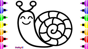 How To Draw A Cute Snail For Kids Coloring Drawing And Coloring Pages For Children