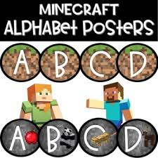 Minecraft style font, with stairs and slabs 0.1 added: Minecraft Alphabet Worksheets Teaching Resources Tpt