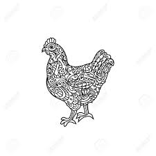 Cute rooster coloring page for kids animal coloring pages. Hen Zentangle Coloring Page Royalty Free Cliparts Vectors And Stock Illustration Image 44415351