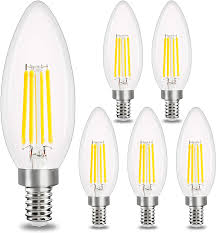 Amazon Com E12 Led Candelabra Bulb Dimmable Comzler Chandelier Light Bulb 5000k Daylight White 40w Equivalent Type B Ceiling Fan Bulbs C35 B11 Edison Filament Candle Bulbs Candle Lights 400lm Pack Of 6 Home Improvement