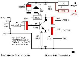 Nah di sini saya kan memberikan salah satu skema yang sering. Skema Rangkaian Btl Transistor Bahar Electronic