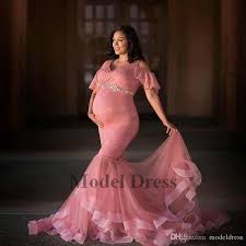 Dusty Pink Long Maternity Evening Dresses For Pregnant Women Lace Tulle Mermaid V Neck S Maternity Evening Dress Designer Evening Gowns Celebrity Evening Dress