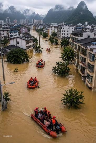 54,000 FORCED TO MOVE AS TYPHOON FLOODING SWALLOWS PARTS OF CHINA A major  flooding situation is unfolding across southern China. Torrential rain from  Typhoon Narra has sent floodwaters surging across Guangxi, forcing