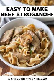 This version maintains all the classic flavors of the traditional dish, combining lean beef and onions with a creamy sauce made of a roux, beef. Quick Easy Beef Stroganoff Spend With Pennies