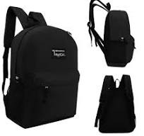 17" Wholesale Backpacks In Black | Padded Back | Bulk Case of 24 Bookbags