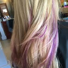 Brown hair with vanilla blonde highlight. Blonde Hair With Purple Highlights