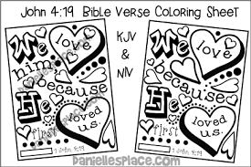 The spruce / wenjia tang take a break and have some fun with this collection of free, printable co. 1 John 4 19 Bible Verse Coloring Sheet Printable Craft Patterns