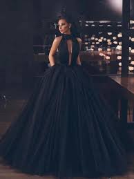 Black And Silver Evening Gowns Black Backless Tulle Floor Length Prom Gowns High Neck Long Formal Homecoming Graduation Dresses Vestidos De Gala Puffy Prom Dresses Black Prom Dresses Ball Gowns Ball Gowns Evening