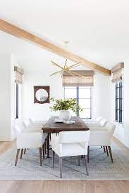 The tufted fabric dining chair works great as a dining chair, guest chair, kitchen chair, side chair, accent chair, bedroom chair, makeup vanity chair, office chair or waiting room lobby chair. White Fabric Dining Chairs At Dark Brown Table Transitional Dining Room