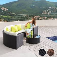 Rattan Lounge Mit Aluminiumgestell Inkl Schutzhulle Halbrund Schwarz Gartenmobel Lounge Garten Ideen