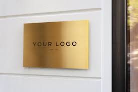 2x Gold Entrance Sign Logo Mock Up Branding Template Entrance Sign Signage Design