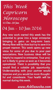 Capricorn Weekly Horoscope 04 January 10 January 2016 Askganesha Com Horoscope Capricorn Compatibility Capricorn Compatibility Chart