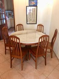 Table made of wood, acacia veneer and engineered wood. Round Marble Dining Table Set With 6 Chairs Furniture Home Living Furniture Tables Sets On Carousell