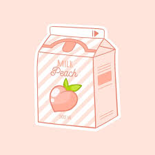 Kawaii peach milk aesthetic art print. Premium Vector Peach Cartoon Milk Asian Product Hand Drawn Colored Trendy Vector Illustration Kawaii Anime