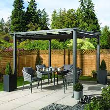 We offer garden gazebos in many styles and sizes. Croft 3m X 3m Charcoal Pergola Summer Garden Gazebo Buy Online At Qd Stores