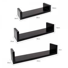 All floating shelves made to order. Ilma Set Of 3 U Shaped Floating Wall Shelves At Home Comforts