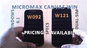 Micromax Canvas Win W092 & W121 - Specs ...