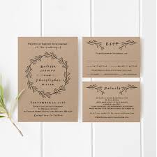 Printable Wedding Invitation Template Set Kraft Wedding Invitatio Etsy Wedding Invitations Wedding Invitations Printable Templates Wedding Invitations Leaves