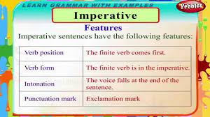 The typical form (structure) of an english imperative sentence uses the base verb with no subject. Imperative Sentences English Grammar Lessons For Beginners English Grammar For Kids Youtube