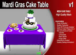 A c braby (pty) ltd. Second Life Marketplace Mardi Gras Cake Table Copy Promo Price