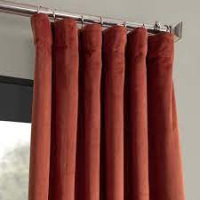 Exclusive Fabrics Furnishings Crimson Rust Velvet Rod Pocket Blackout Curtain 50 In W X 84 In L Vpch 180105 84 The Home Depot In 2021 Curtains Velvet Curtains Panel Curtains