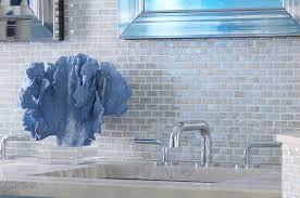 Check spelling or type a new query. Blue Beach Themed Bathroom With Blue Iridescent Glass Tile Backsplash Transitional Bathroom