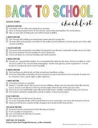 Free Printable Back To School Checklist School Checklist Back To School Checklist Starting School