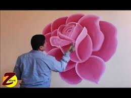 طريقة رسم وردة مع استنسل youtube flower painting flower drawing abstract flower painting
