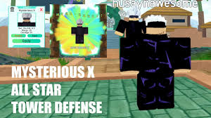 All star tower defense is one of the most popular tower defense games in the roblox ecosystem. Mysterious X Gojou Satoru Showcase All Star Tower Defense Youtube