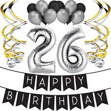 We did not find results for: Amazon Com 26th Birthday Party Pack Black Silver Happy Birthday Bunting Balloon And Swirls Pack Birthday Decorations 26th Birthday Party Supplies Toys Games