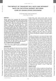 Maybe you would like to learn more about one of these? The Impact If Interest Rate And Treasury Bill Rate On Stock Market Returns A Case In Ghana Stock Exchange Fidelis Sunzuoye Academia Edu