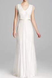 Adrianna Papell Off White V Neck Beaded Wedding Dress Evening Gown Poshare Dresses Evening Gowns Wedding Dresses Beaded