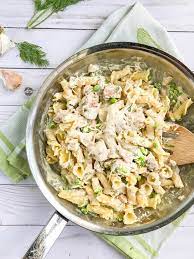 Creamy Salmon Pasta With Peas Dill And Creme Fraiche Recipe Easy Pasta Recipes Creamy Salmon Pasta Salmon Pasta