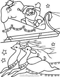 This color book was added on 2020 12 08 in christmas adults coloring page and was printed 4 times by kids and adults. Santa On Sleigh With Two Reindeers Coloring Page Coloringall