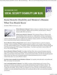 Social Security Disability And Meniere S Disease What You