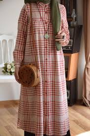 Potikare Desen Organik Pamuklu Oranj Renk Tunik Eminos Butik Islami Moda Gomlek Elbise Moda
