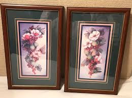 Homco Home Interior Two Pictures Vgc Artist Dorothy Mullins Flowers Grapes Leaf House Interior Homco Grape Leaves